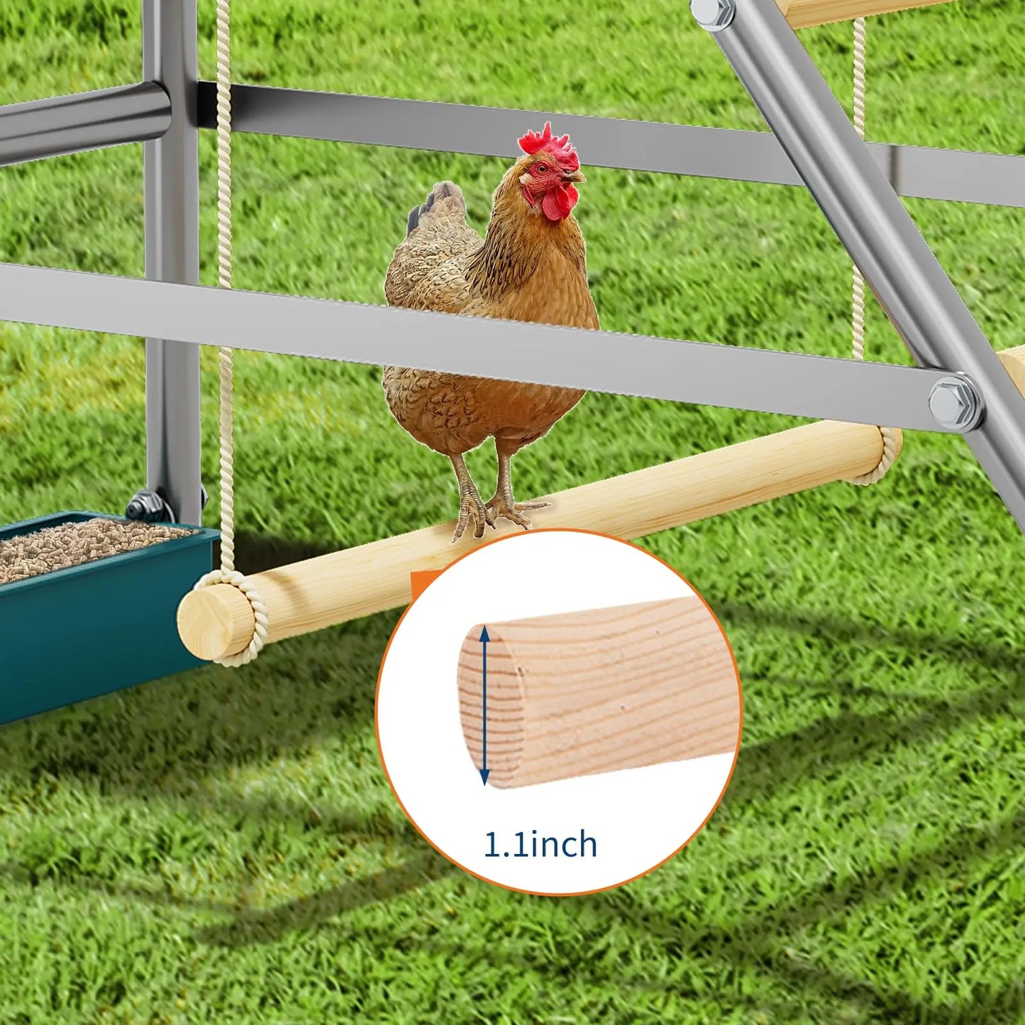 Multi-Tier Chicken Roost Galvanized Steel Perch With Wooden Rungs Durable Poultry Ladder For Hens Indoor Outdoor Coop Accessory