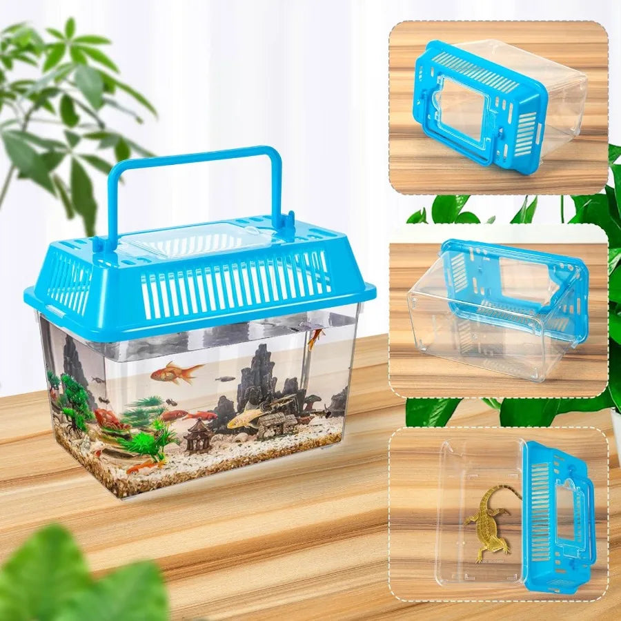12Pcs Plastic Reptile Terrariums Carrier Cage Tarantula Enclosure Snake Breeding Box Hatching Container Transparent Fish Tank T