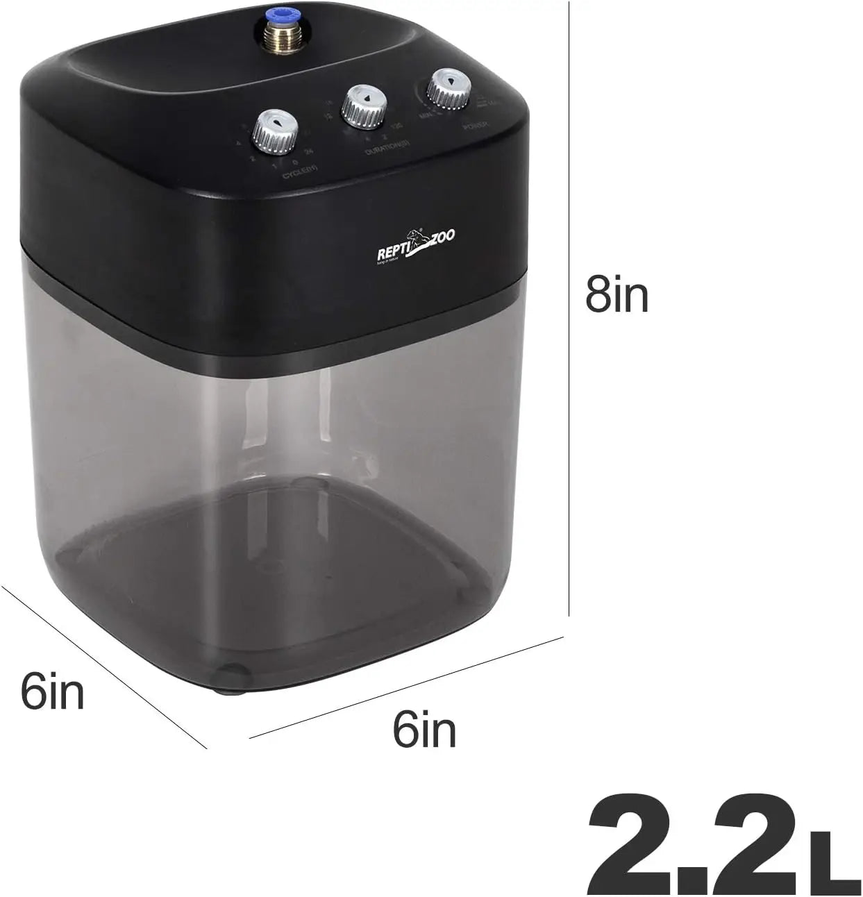 2.2L Adjustable Mist System for Reptile Terrariums, Silent High-Pressure Humidifier with 2 Nozzles