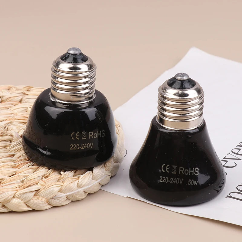 Far-Infrared Ceramic Heat Lamp 25W/50W/75W - No-Light E27 Reptile Heater for Terrariums, 24H Safe Heating