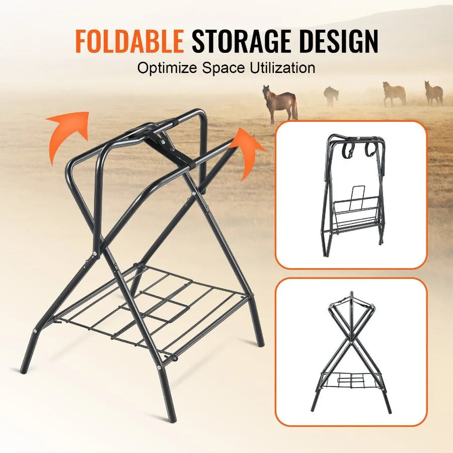 Folding Saddle Rack Portable Freestanding Horse Saddle Stand 132 LBS