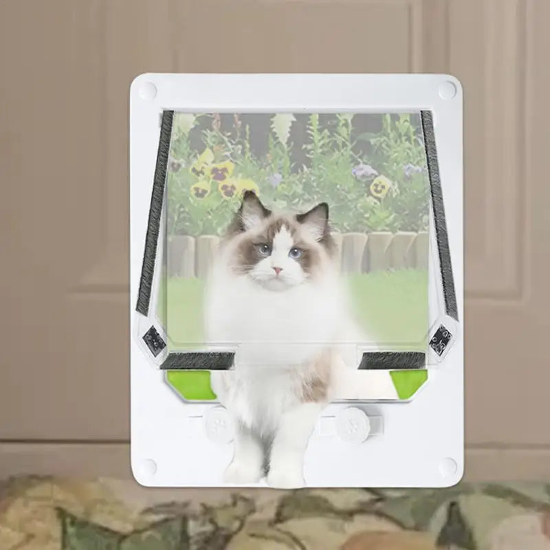 4 Way Cat Door Small Pet Door Locking Inside Dog Door Weatherproof Pet Exterior Bedroom Door for Pets Cats Puppy Kittens Puppies