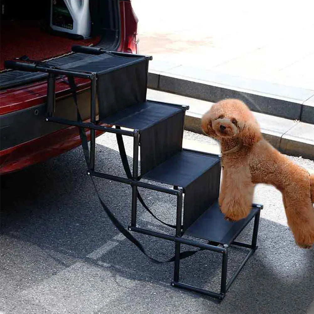 4 Steps Pet Ramp Foldable Dog Pet Ramp with Nonslip Surface Pet Ladder Lightweight Portable Dog Cat Ladder Dog Car Steps for Car