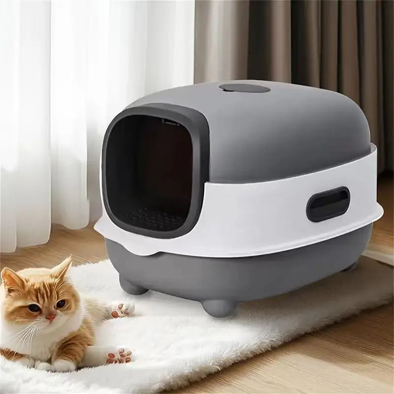 Large Cat Litter Box, Fully Enclosed, Splash Proof, Easy to Store and Install, Can Hold Cat Litter, Equipped with a Shovel