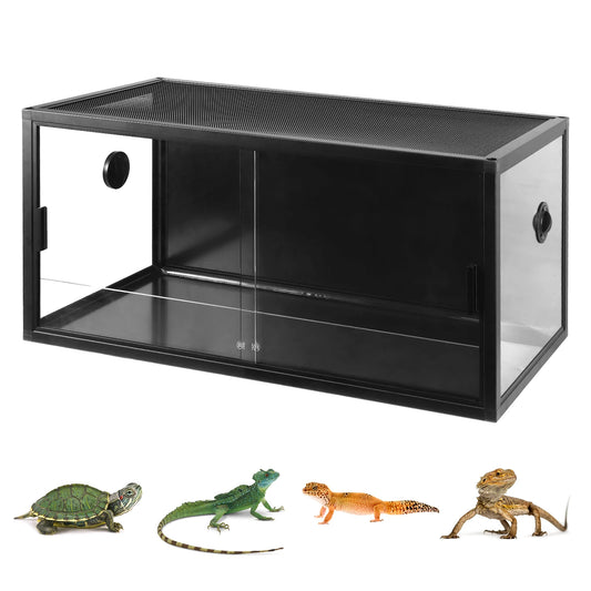 Reptile Tank 35.43x17.72x17.72inches Reptile Terrarium with Sliding Door&Mesh Top Secure for Bearded Dragon, Gecko,Snake,Lizard