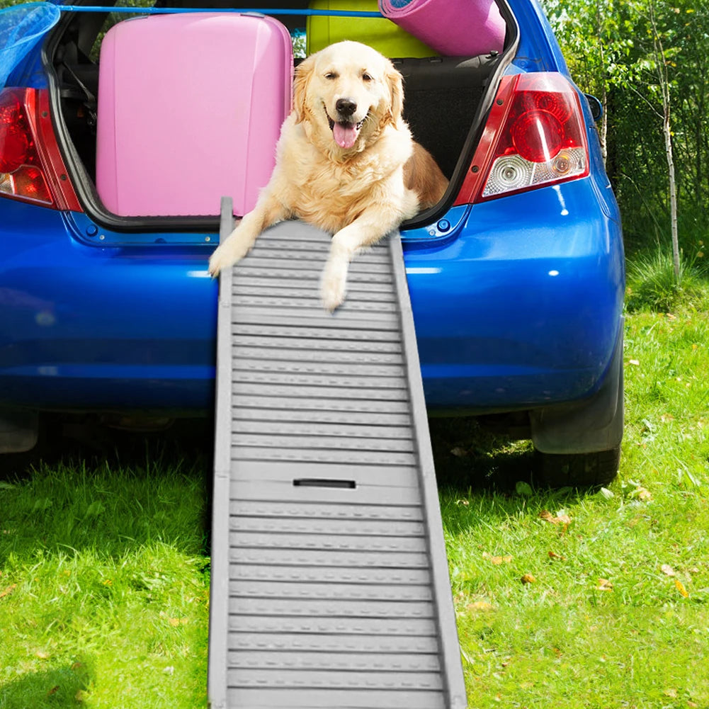 Folding Portable Pet Stair Ramp Non-Slip Rug Surface Dog SUV & Truck Ramp Pet Ramp Stairs for Medium & Large Dogs Get Into A Car