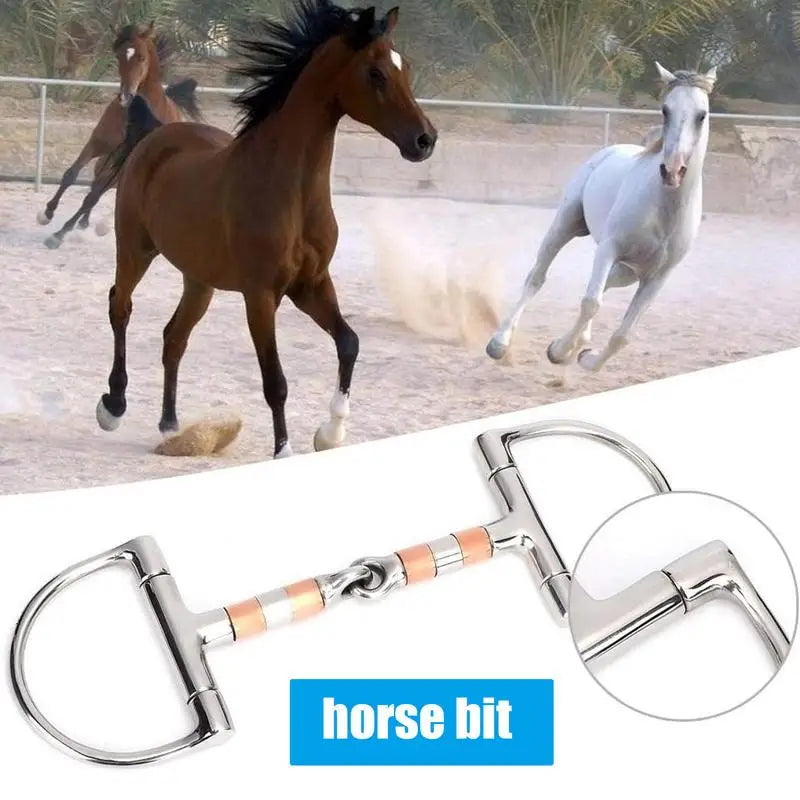 D Ring Horse Bit Horse Mouth Bit With Copper Roller Mouth D-Ring Snaffle Bits Single Joint Horse Bit Professional Ring Snaffle
