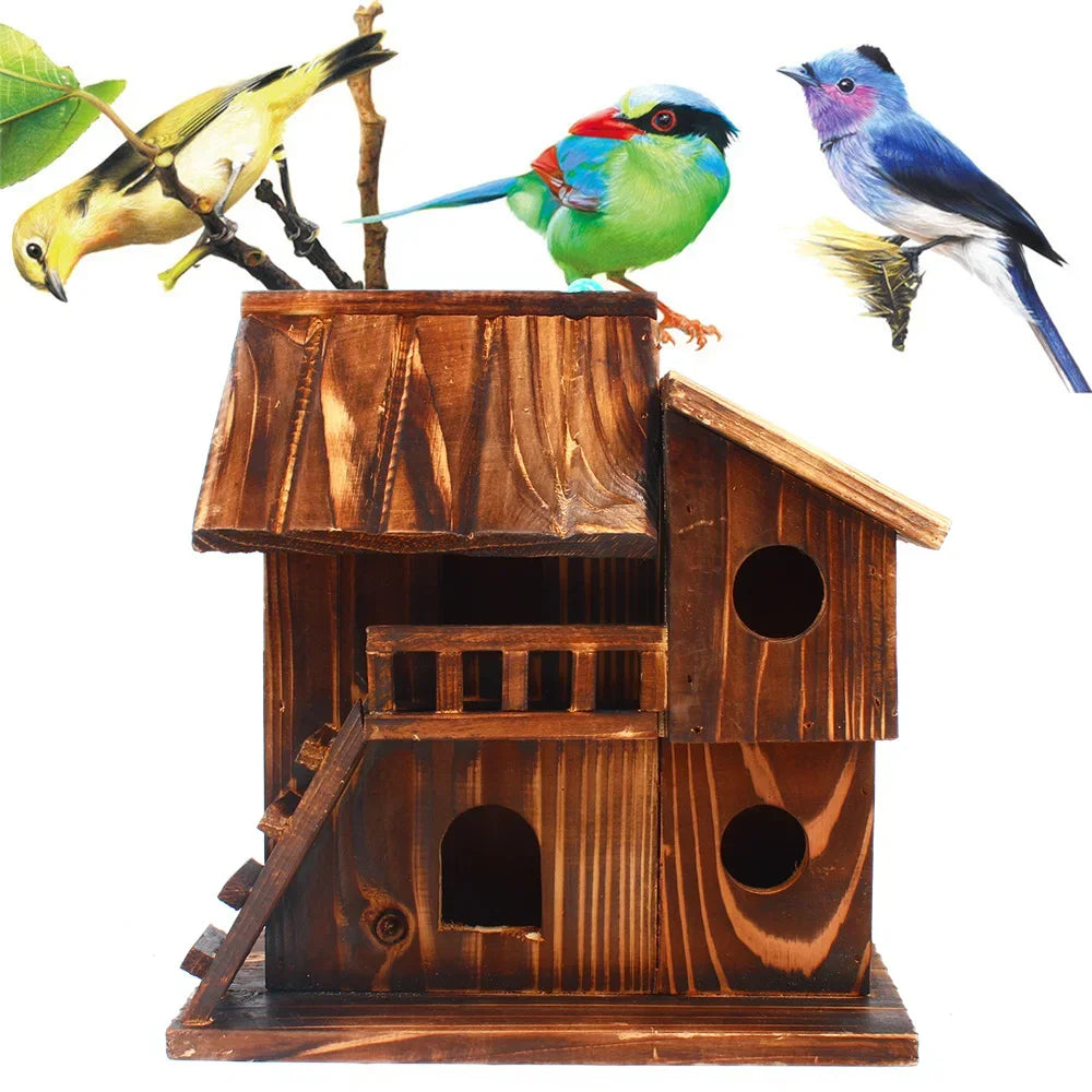 Bird/Squirrel Cage,Wooden Sparrows Bird Hanging Cage Squi-rrel Pet Bird Hamsters Cage Courtyards For Wild Birds To Perch