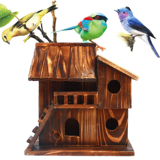 Bird/Squirrel Cage,Wooden Sparrows Bird Hanging Cage Squi-rrel Pet Bird Hamsters Cage Courtyards For Wild Birds To Perch