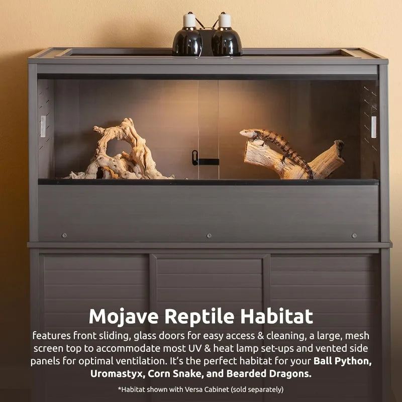 hom  ECOFLEX 48-Inch Mojave Reptile Lounge in Grey- Durable Wood Plastic Composite Habitat with Vented Side Panels,