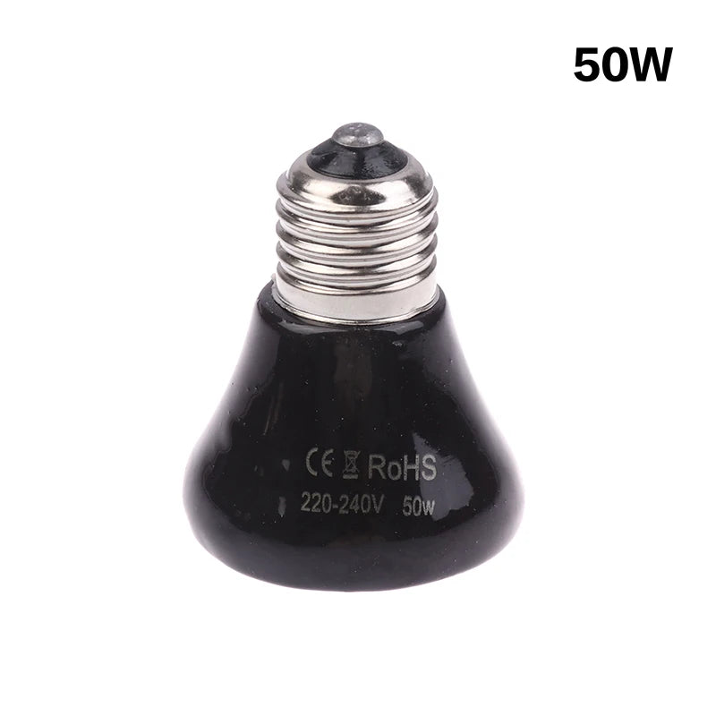 Far-Infrared Ceramic Heat Lamp 25W/50W/75W - No-Light E27 Reptile Heater for Terrariums, 24H Safe Heating