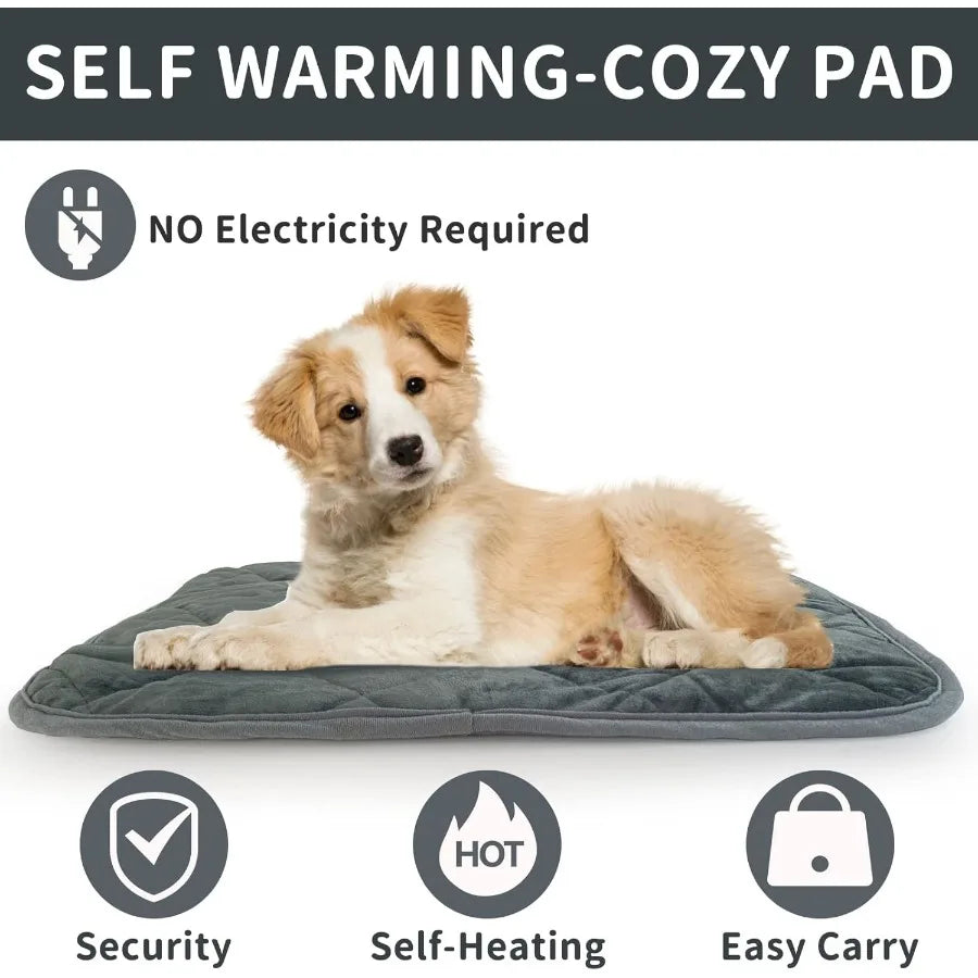 Self-Warming Cat Bed for Indoor and Outdoor Use: Ultra Soft Self-Heating Pet Mat with Washable Thermal Pad Ideal for Cats and D