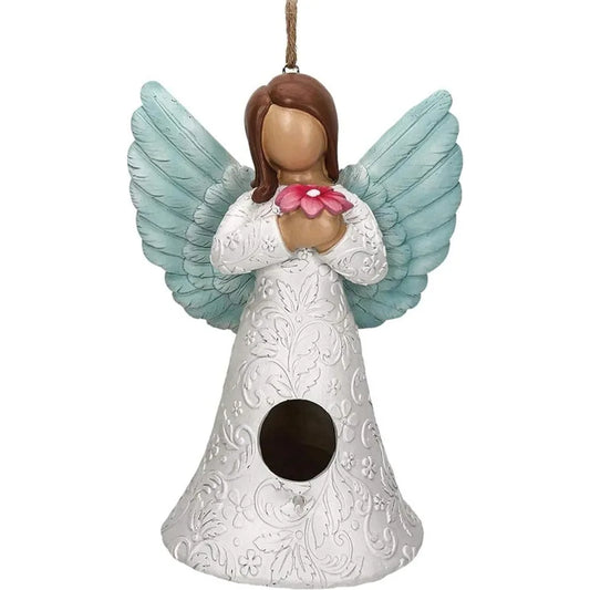 - Birdhouse - Garden Décor - Decorative Bird House for Yard and Garden Decoration - Hanging Novelty for Outdoor Patio - Angel B