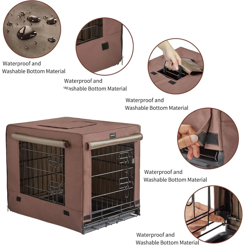 DONORO Dog Crates for Small Size Dogs Indoor, Double Door Dog Kennels & Houses for Puppy and Cats with Dog Crate Cover, Collapsi