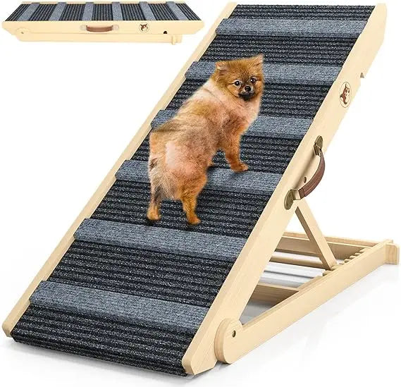 Dog Ramp, Portable Pet Ramp for Large Small Old Dogs Cats with 7 Adjustable Heights 11" to 26.6", Non-Slip High Traction Ramp