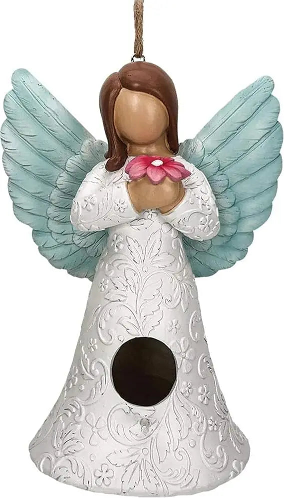 - Birdhouse - Garden Décor - Decorative Bird House for Yard and Garden Decoration - Hanging Novelty for Outdoor Patio - Angel B