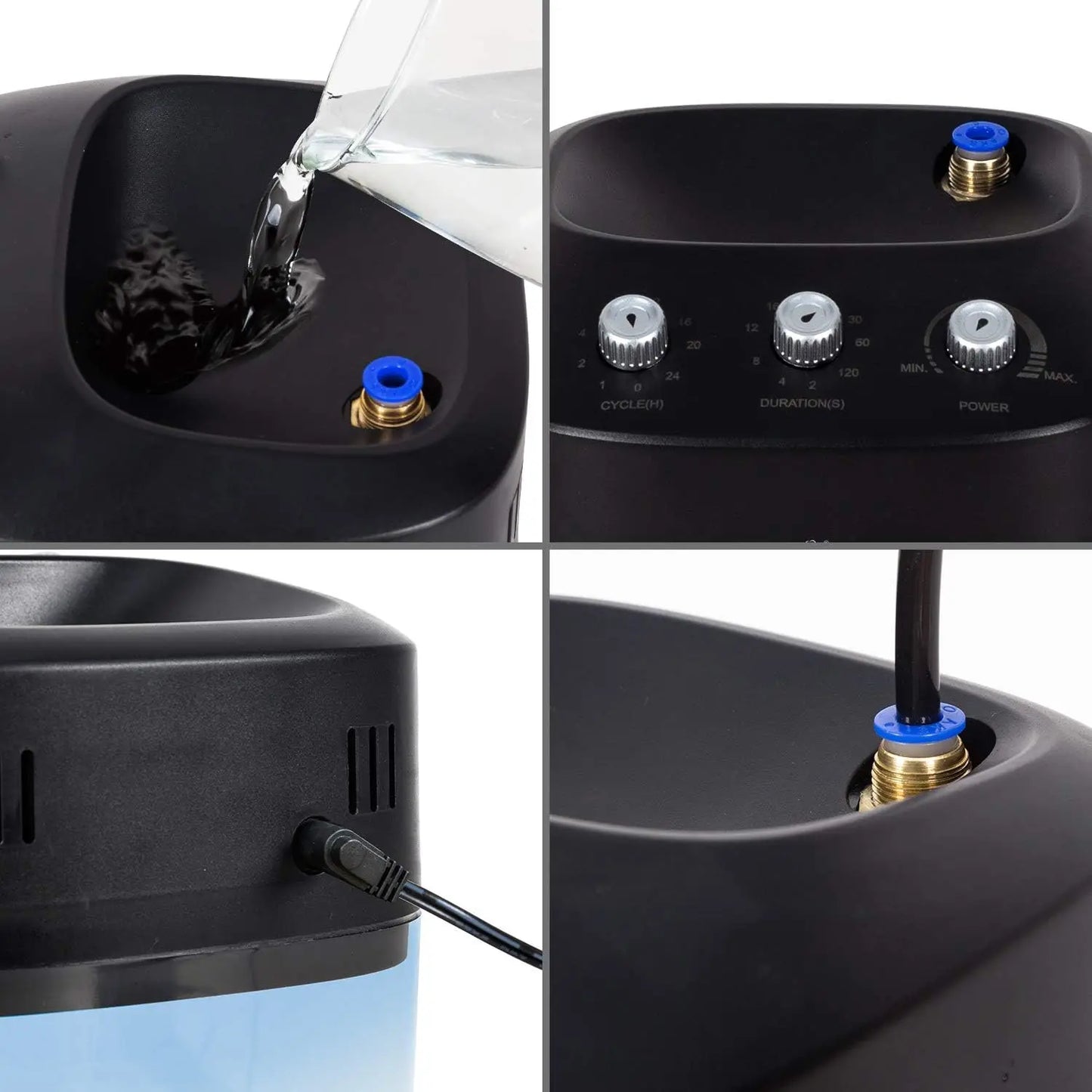 2.2L Adjustable Mist System for Reptile Terrariums, Silent High-Pressure Humidifier with 2 Nozzles