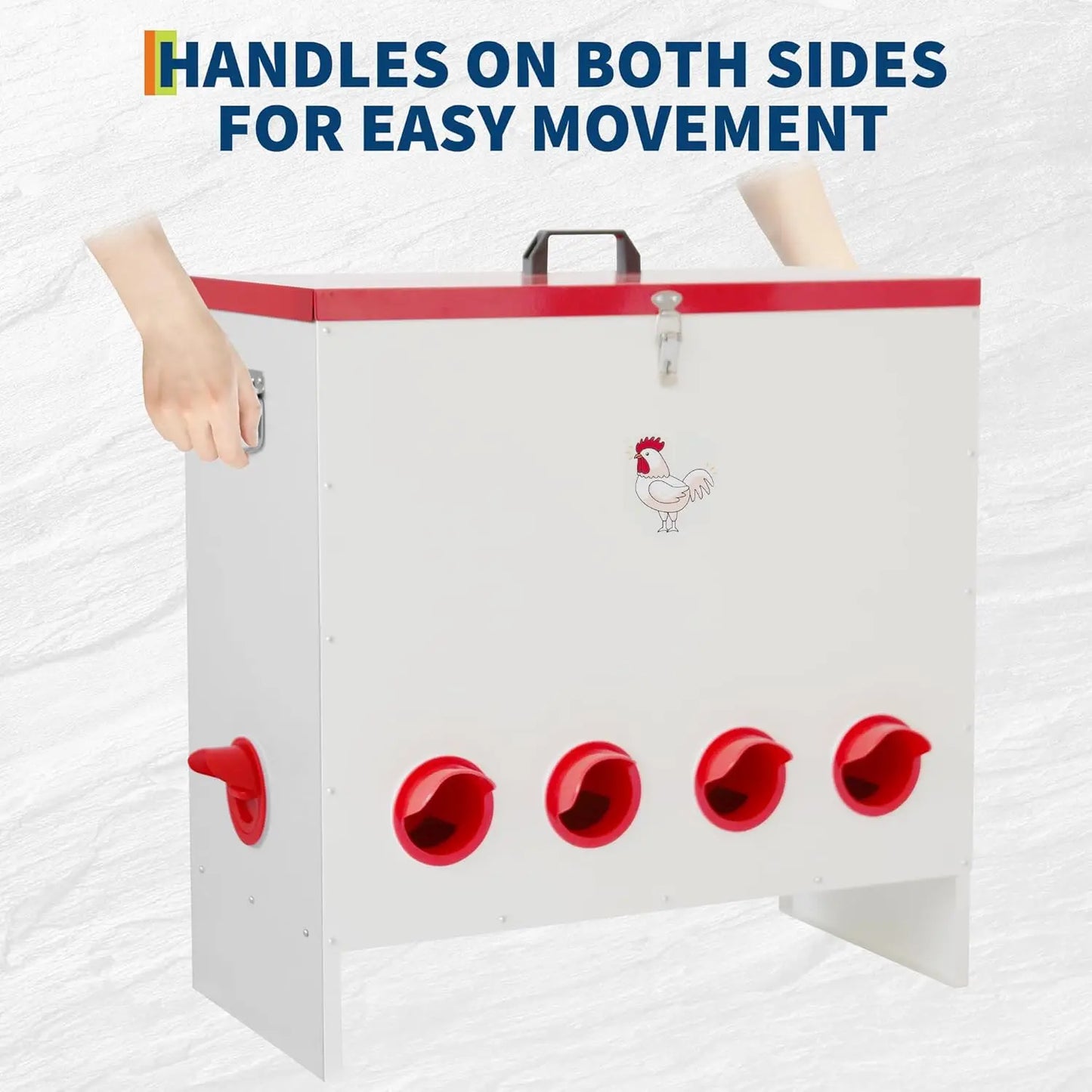 30lbs Automatic Chicken Feeder, Metal Poultry Feeder with 6-10 Port, Gravity Feed for Ducks & Poultry,Outdoor Farm & Backyard