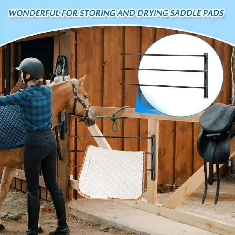Saddle Rack Wall Mounted Horse Tack Storage Swinging Blanket Rack 180 Degree Swing Out Swinging Blanket Rack Saddle Pad
