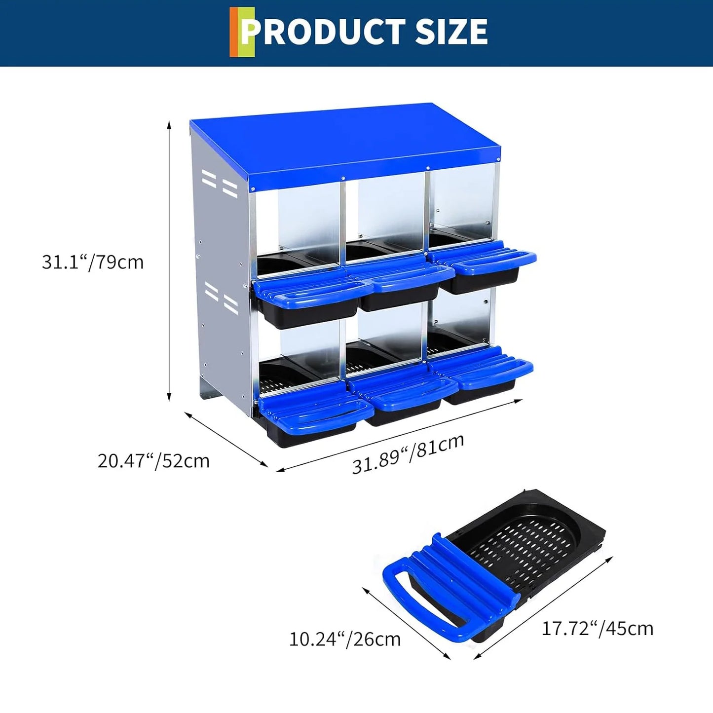 2-Tier Heavy Duty Metal Chicken Nesting Box 6/8/10 Compartment Roll Away Waterproof Roof Rust-Resistant Hen Coop Nest