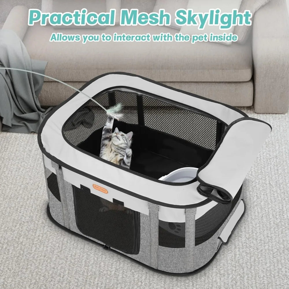 Foldable Pet Playpen - Cat & Puppy Playpen, Travel Dog Crate with Carrying Case, Cat Tent Dog Pen for Outdoor Camping Use
