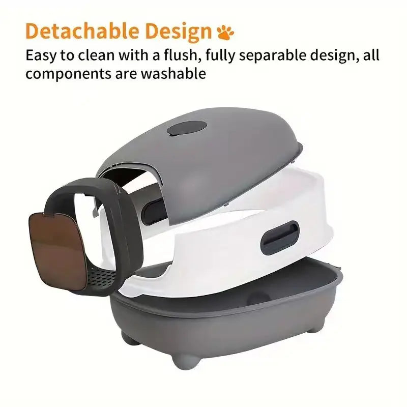 Large Cat Litter Box, Fully Enclosed, Splash Proof, Easy to Store and Install, Can Hold Cat Litter, Equipped with a Shovel