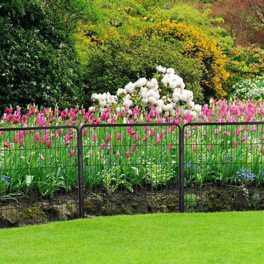 32 in x 43 ft Rustproof Foldable Garden Fence, Decorative Steel Landscape Edging for Flower Beds, Patio, Dog Barriers & Outdoor