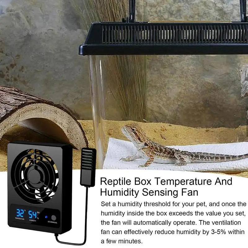 Ventilation Fan For Reptile Enclosure Smart Cooling Fan With LED Display Strong Wind Low Noise For Amphibians Reptiles Snakes