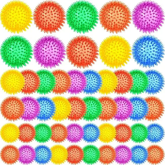 50 Pcs Squeaky Dog Toys Spikey Dog Balls Bulk for Aggressive Chewers Squeaker Ball Dog Toy Pet Spiky Fetch Toys TPR Puppy Chew T