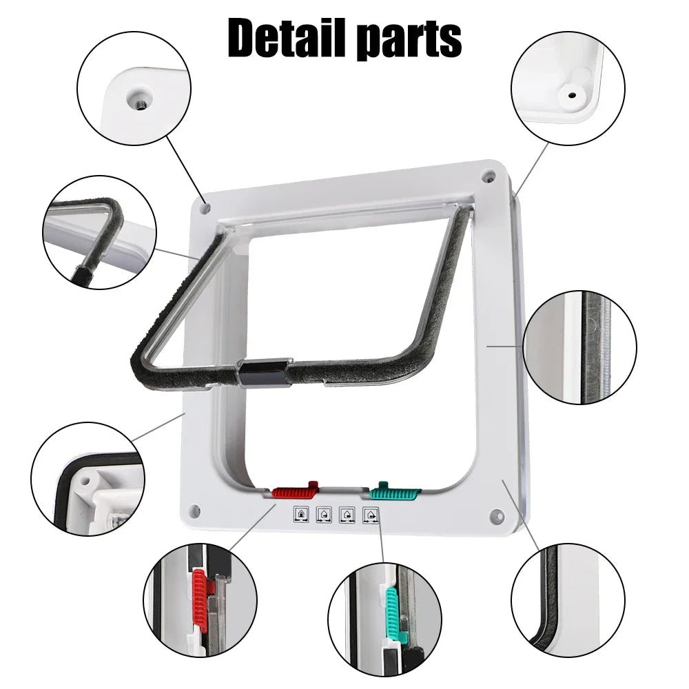 For Dog Cat Kitten ABS Plastic Dog Cat Flap Door With 4 Way Lock Security Flap Door Small Pet Supplies Cat Puppy Safety Gate