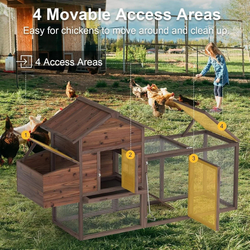 Large Wooden Chicken Coop, 160IN Outdoor Chicken Cages and Run with Nesting Boxes for 2-8 Chickens, Hen Run Poultry Pet