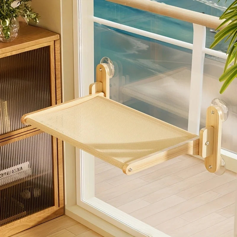 Cat hammock, cat window, suction cup cat bed, suspended sunbathing cat bed, solid wood cat climbing frame, balcony pet supplies