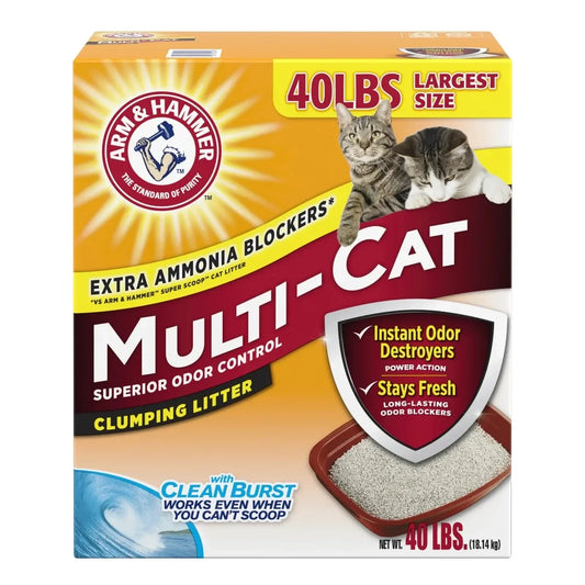 (2 pack) Superior Odor Control Cat Litter, Multi-Cat Clumping Litter, Clean Burst Scent, 40 lb