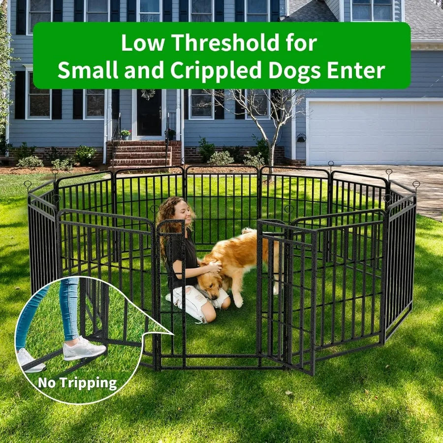 Portable Outdoor Dog Playpen with 12 Panels 40 Height Heavy Duty Thick Pipe AntiRust Design Includes Doors Ideal for RV Camping