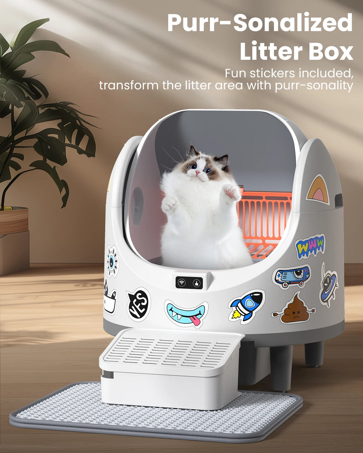 Smart Cat Litter Box, Self-Cleaning with Tuya App Control, 8L Large Capacity, Infrared Sensor Safety, Leak-Proof Design