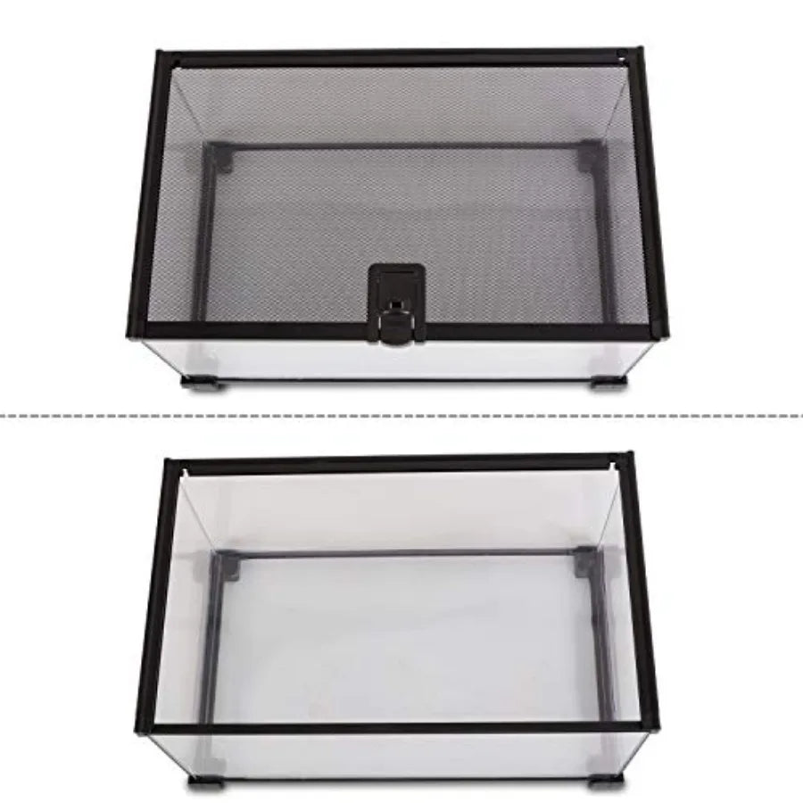 10 Gallon Reptile Tank Glass Natural Cages Terrarium 20 x 12 x 10 Sliding Screen Top for Reptile Hamster Hedgehog Small Animals