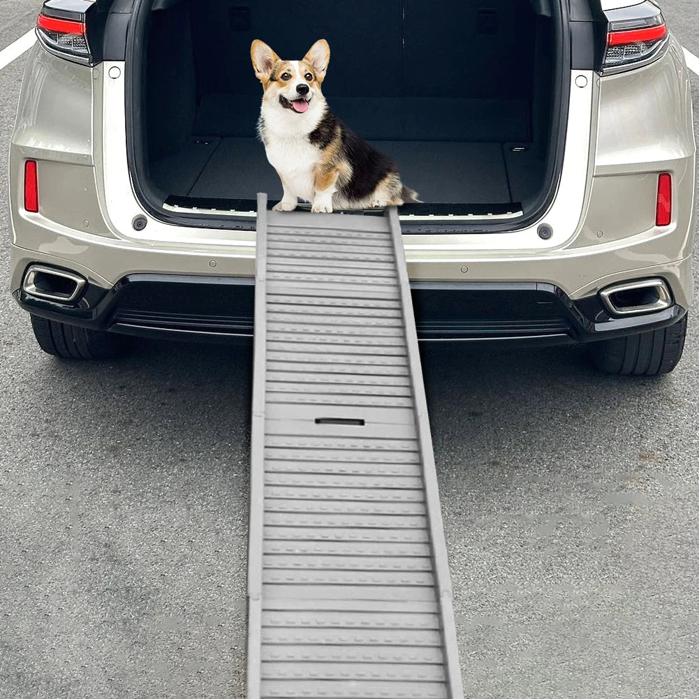 Folding Portable Pet Stair Ramp Non-Slip Rug Surface Dog SUV & Truck Ramp Pet Ramp Stairs for Medium & Large Dogs Get Into A Car