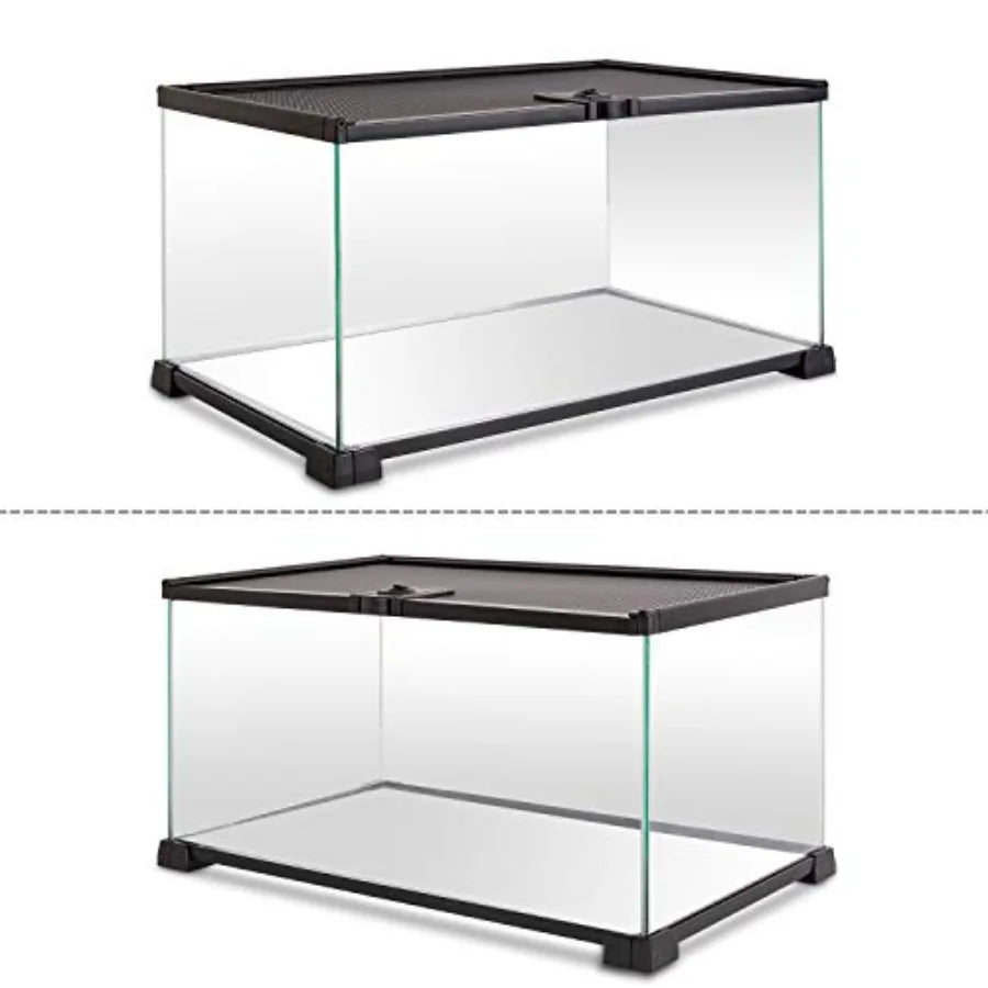 10 Gallon Reptile Tank Glass Natural Cages Terrarium 20 x 12 x 10 Sliding Screen Top for Reptile Hamster Hedgehog Small Animals