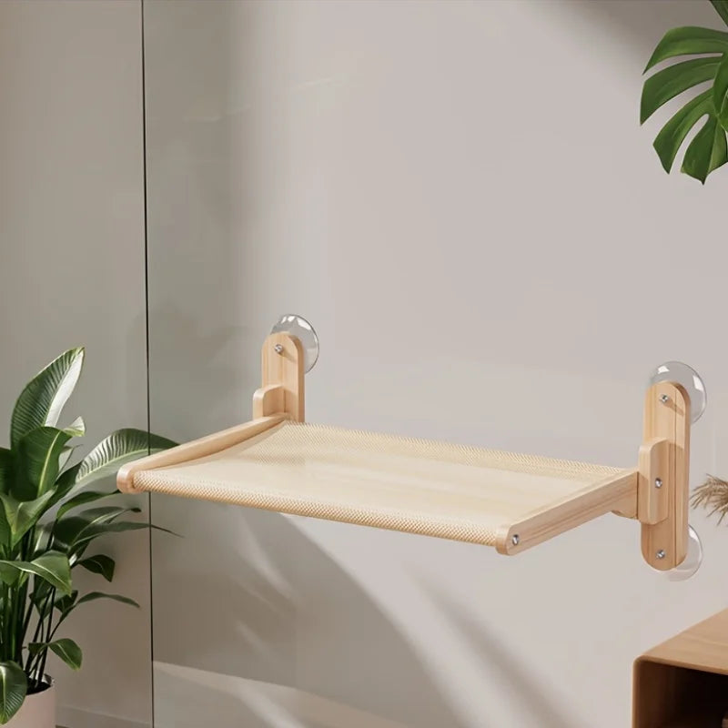 Cat hammock, cat window, suction cup cat bed, suspended sunbathing cat bed, solid wood cat climbing frame, balcony pet supplies