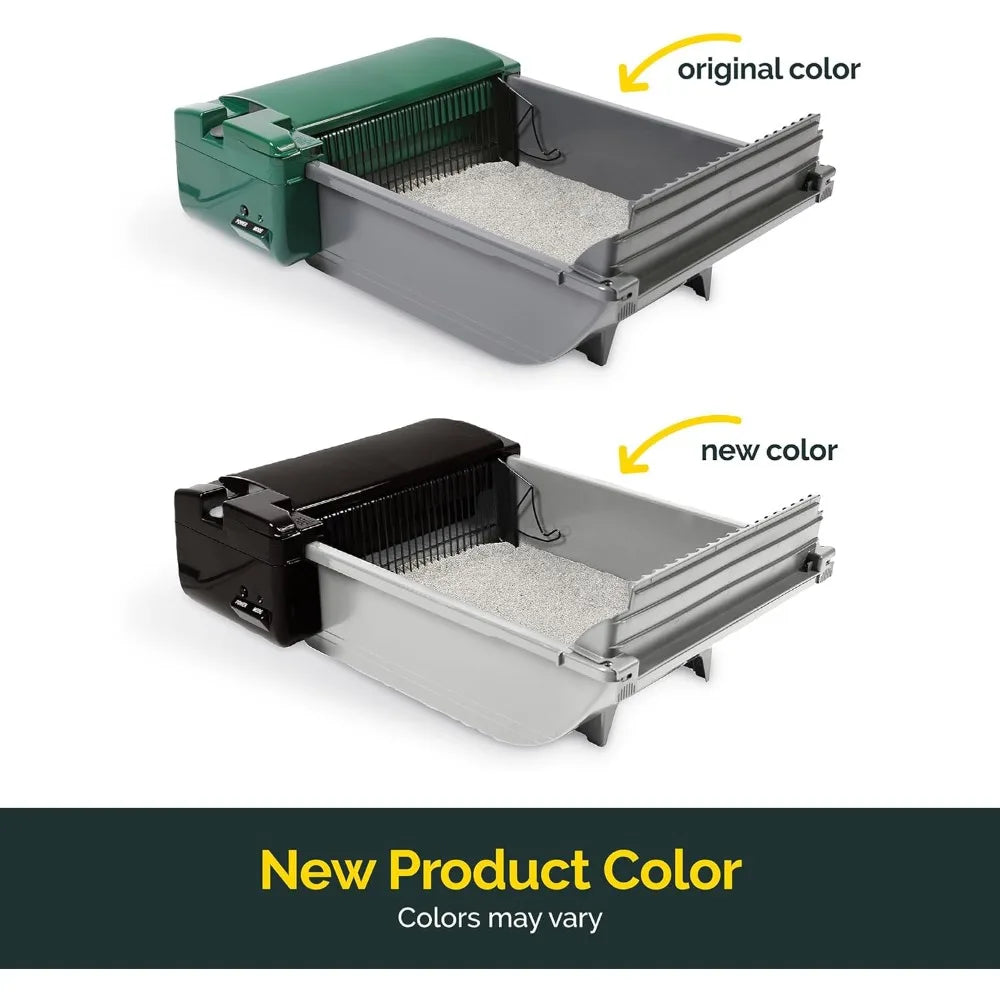 Self Cleaning Semi Automatic Cat Litter Box - Smart Scoop Cat Litter Box with 6 Bags & Carbon Filter for Up to Two Cats