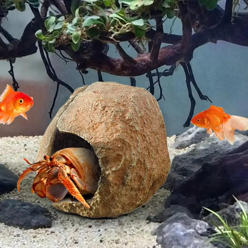Magnetic Reptile Hide Cave Simulated Rock Appearance Shelter House Aquarium Betta Fish Shrimp Reptile Magnetic Resin Hide Caves