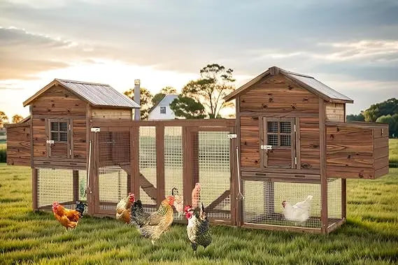 Large Wooden Chicken Coop, 160IN Outdoor Chicken Cages and Run with Nesting Boxes for 2-8 Chickens, Hen Run Poultry Pet