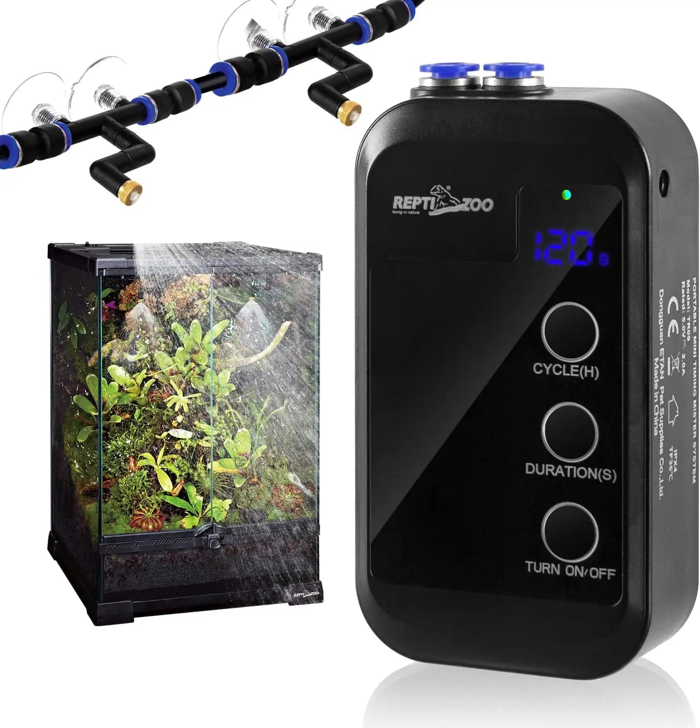 Reptile Humidifier, Mini Automatic Misting System with Adjustable Nozzles for Terrariums