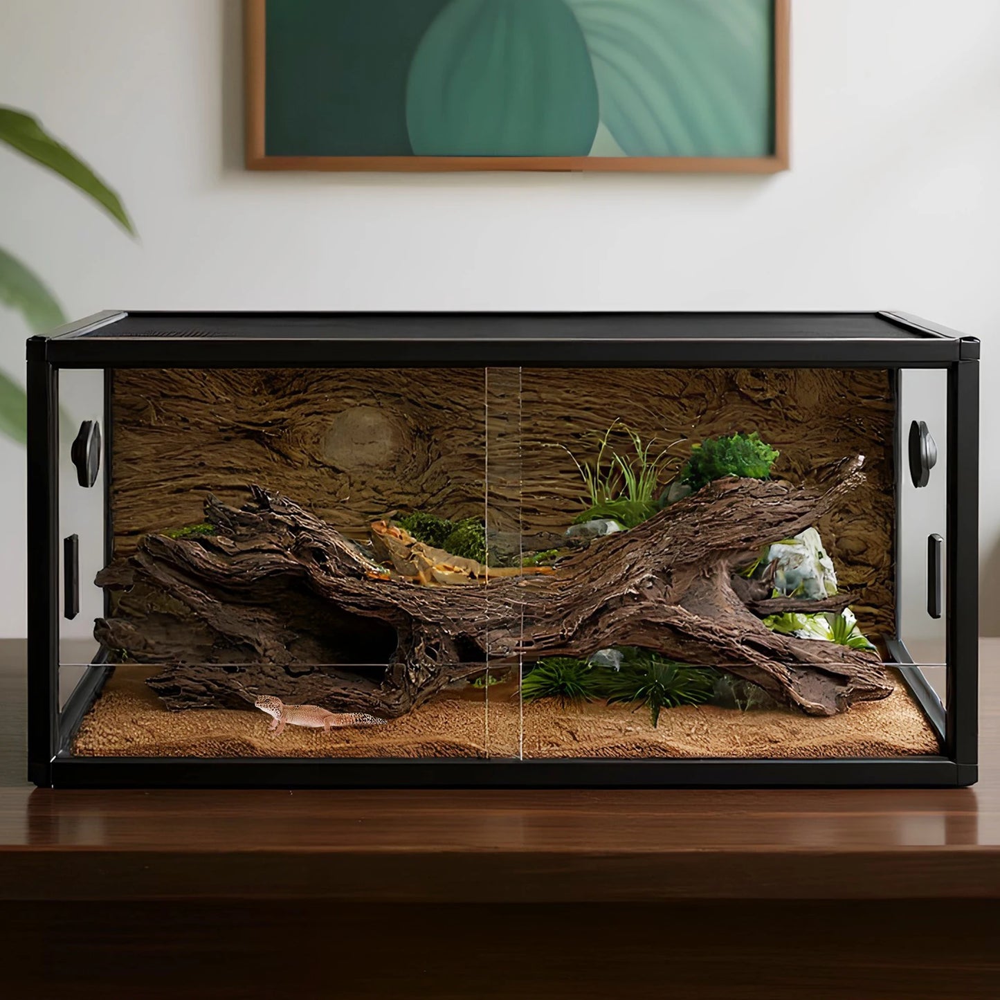 Reptile Tank 35.43x17.72x17.72inches Reptile Terrarium with Sliding Door&Mesh Top Secure for Bearded Dragon, Gecko,Snake,Lizard