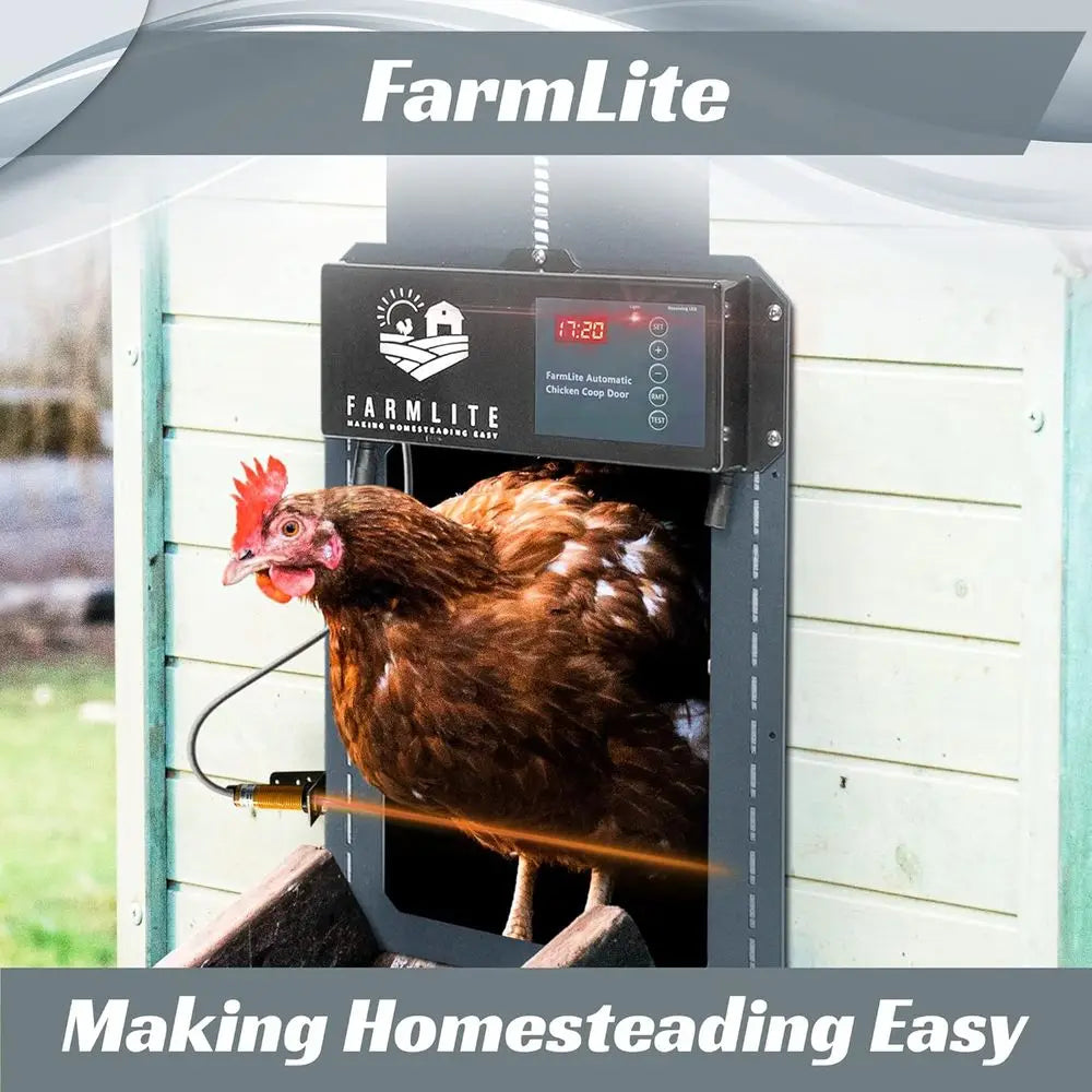 Automatic Chicken Coop Door Opener | Non-Battery Powered Automatic Chicken Door | Automatic Coop Door with Timer and Light Senso