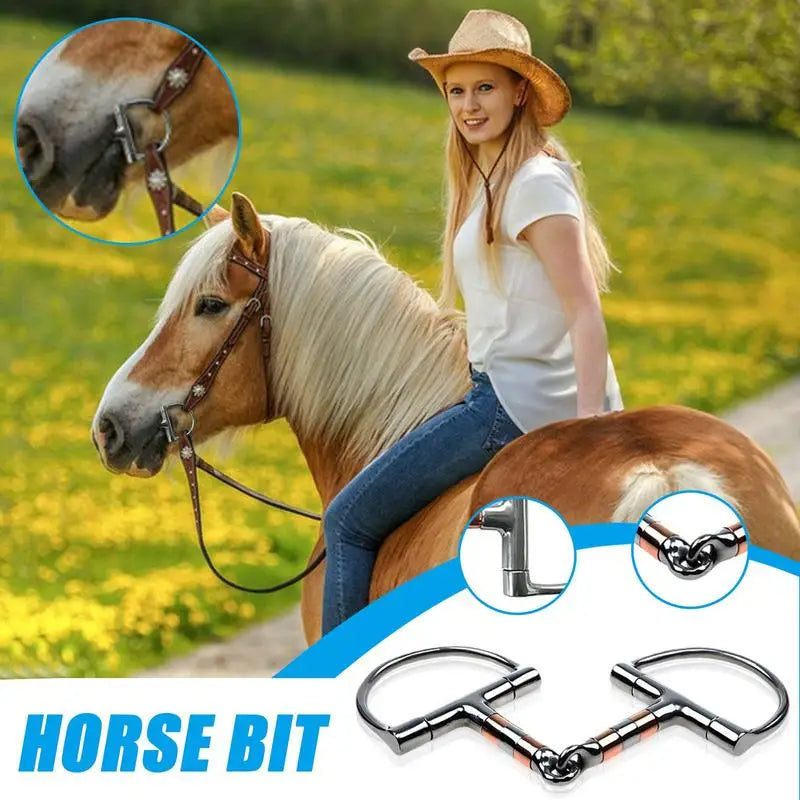 D Ring Horse Bit Horse Mouth Bit With Copper Roller Mouth D-Ring Snaffle Bits Single Joint Horse Bit Professional Ring Snaffle