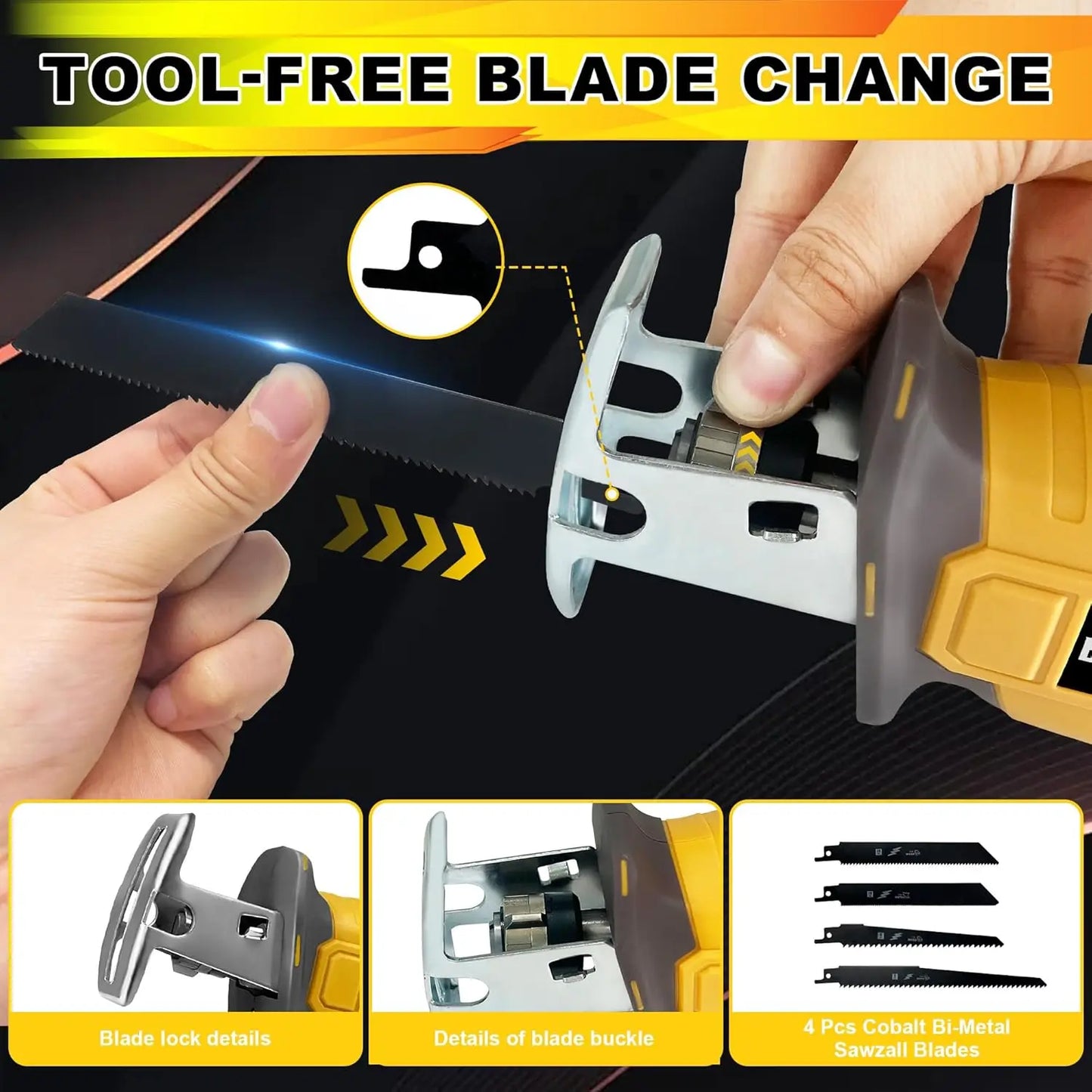 High-power Lithium Battery Reciprocating Saw Portable Household Saw Hand-held Horse Knife Saw Cutting Electric Saaw No Battery