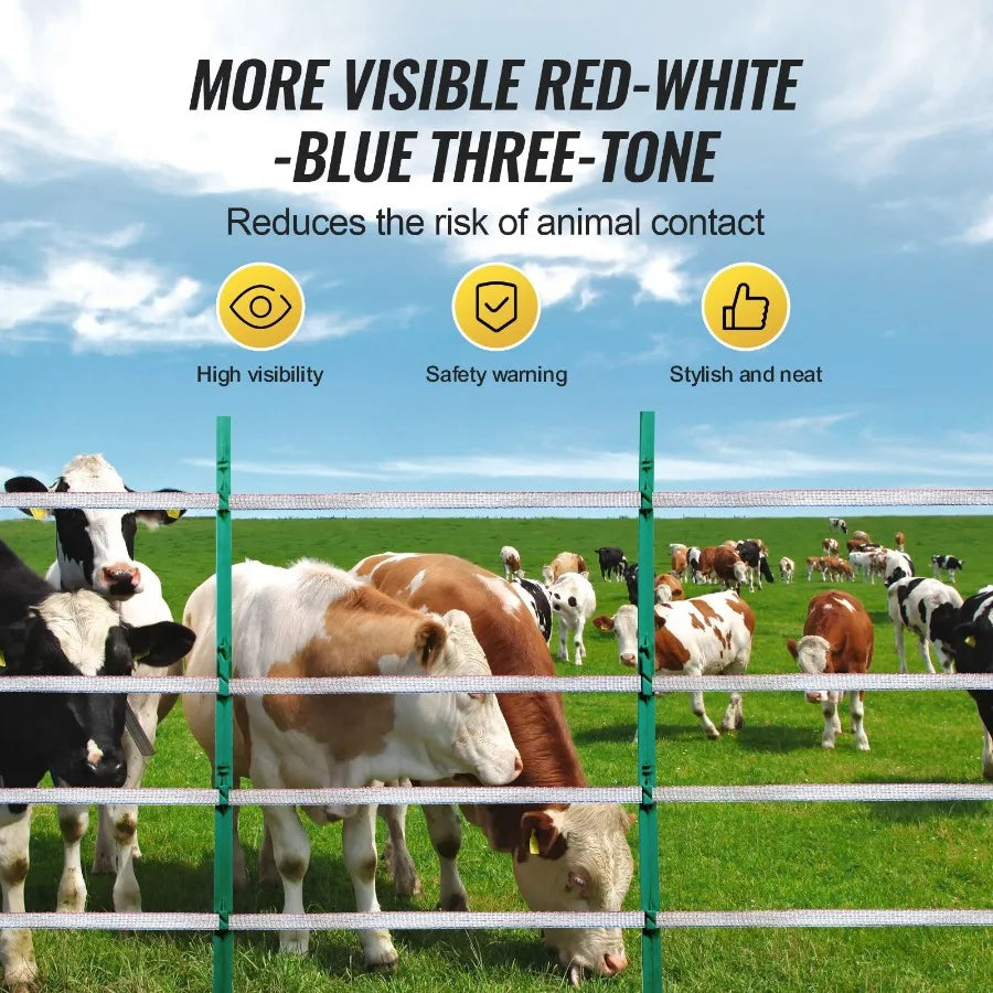 1640Ft 500M Electric Fence Tape Fencing Polytape Horse Cattle Livestock