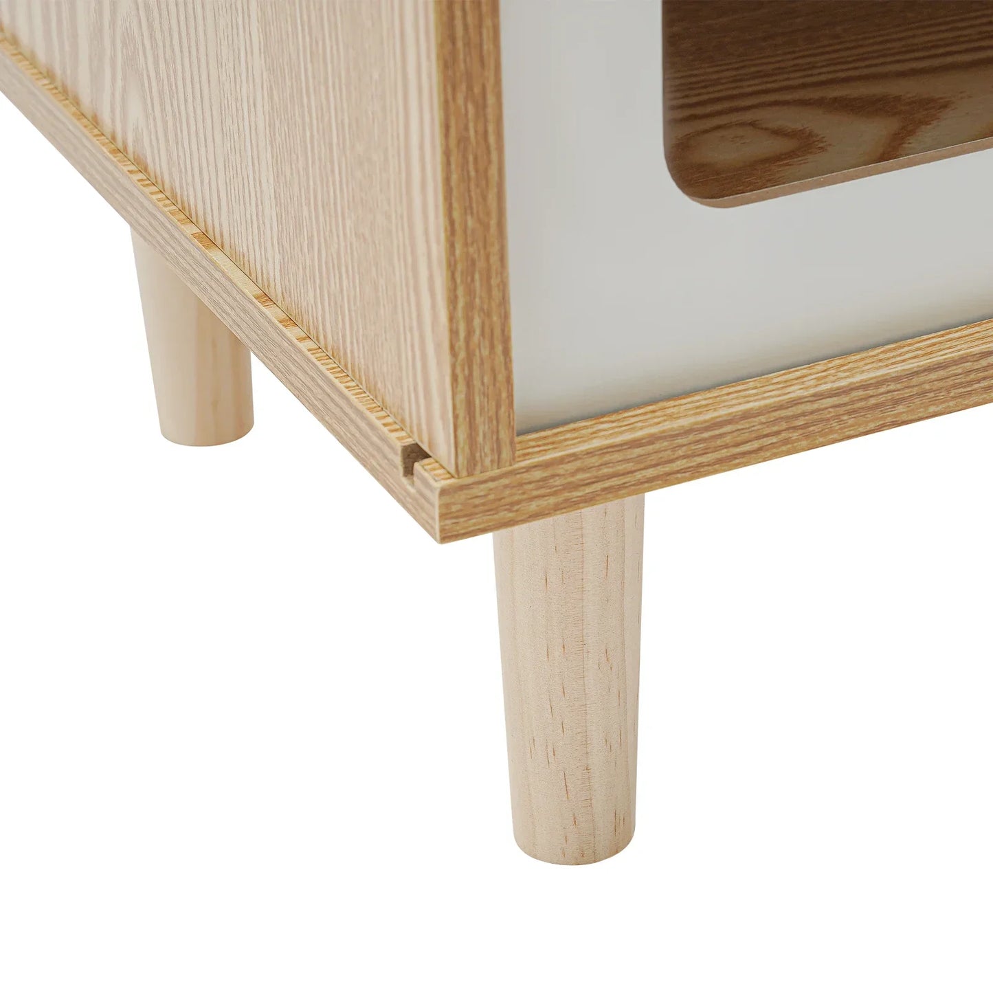 TV Stand Cat House and Mid Century Modern Cat Bed Indoor - Solid Wood Pet Furniture with Scratching Posts for Multiple Cats