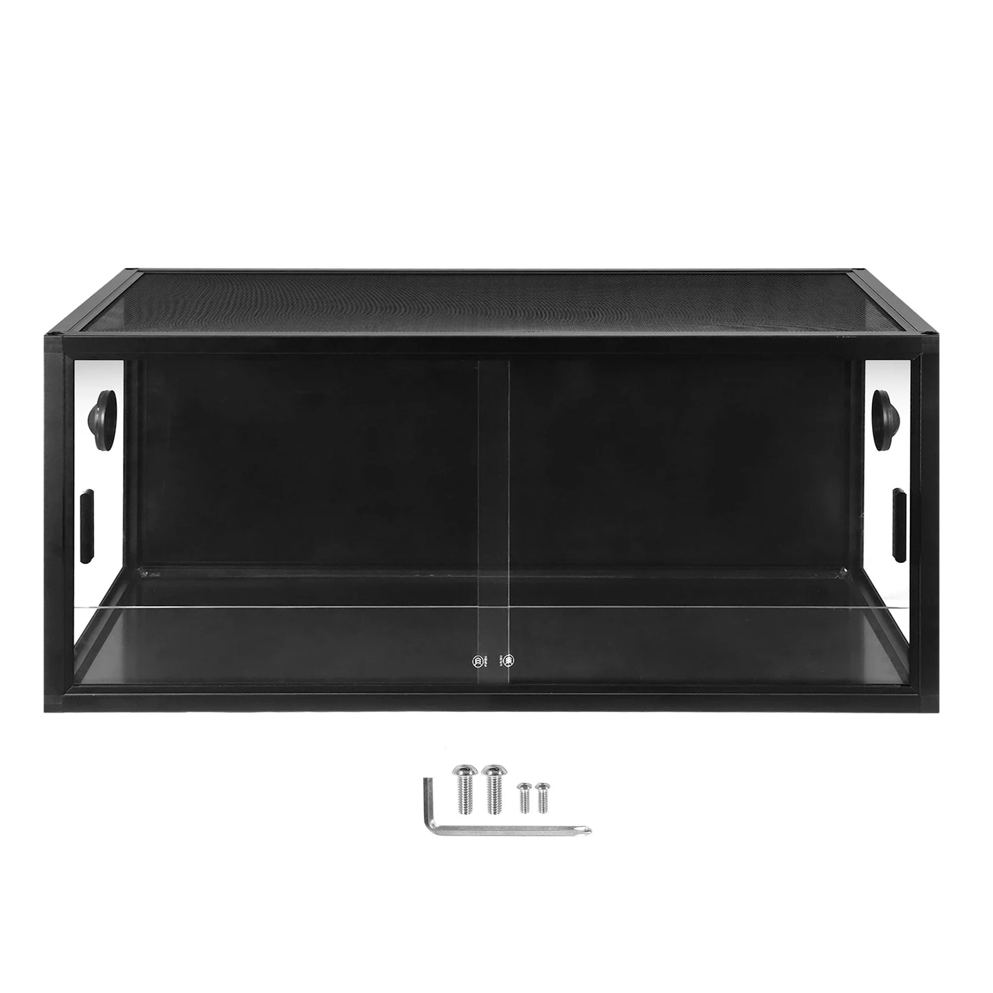 Reptile Tank Terrarium Glass Enclosure with Sliding Door & Mesh Top Secure Low Stress Habitat for Bearded Dragon Gecko Snake